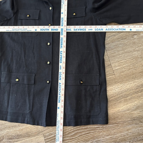 St John Marie Gray Black Linen Utility Tunic Top Jacket P (M) Linen Old Money - Picture 7 of 7